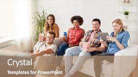  Presentation with cider - Audience pleasing PPT layouts consisting of pc - friendship people technology and entertainment backdrop and a coral colored foreground