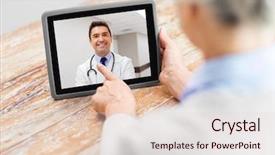  Presentation with healthcare patient technology - Colorful slide set enhanced with pc - medicine technology and healthcare concept backdrop and a lemonade colored foreground