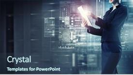  Presentation with high tech - Slide deck consisting of pc against high tech background background and a ocean colored foreground