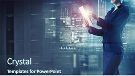  Presentation with high tech - PPT theme consisting of pc against high tech background background and a  colored foreground