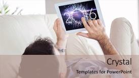  Presentation with new year - PPT theme enhanced with pc against new year countdown background and a coral colored foreground