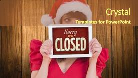  Presentation with festive - Cool new theme with pc against vintage closed sign backdrop and a  colored foreground