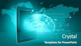  Presentation with human brain - PPT theme having pc and digital human brain background and a teal colored foreground