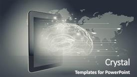  Presentation with human brain - Colorful theme enhanced with pc and digital human brain backdrop and a dark gray colored foreground