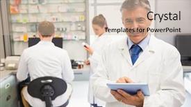  Presentation with pharmacy tablet - Beautiful PPT theme featuring pc at the hospital pharmacy backdrop and a soft green colored foreground