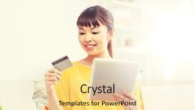  Presentation with money online shopping - Presentation theme consisting of pc computer and credit card background and a blonde colored foreground