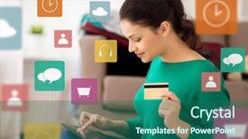  Presentation with online travel - Presentation with pc computer and credit card background and a ocean colored foreground