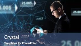  Presentation with mass media - Presentation theme enhanced with pc computer and earth globe background and a ocean colored foreground