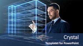  Presentation with black technology - Cool new slides with pc computer and virtual construction backdrop and a ocean colored foreground