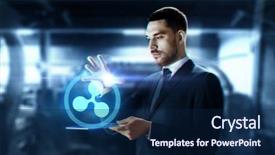  Presentation with abstract business - Slide deck enhanced with pc computer and virtual ripple background and a navy blue colored foreground