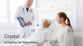  Presentation with healthcare - Presentation design consisting of pc computer at hospital ward background and a sky blue colored foreground