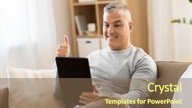  Presentation with communication - PPT theme having pc computer having video chat background and a violet colored foreground