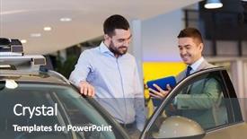  Presentation with car dealer - Audience pleasing theme consisting of pc computer in auto show backdrop and a dark gray colored foreground