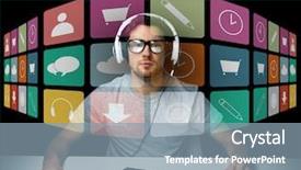  Presentation with virtual keyboard - Amazing PPT theme having pc computer keyboard and menu backdrop and a mint green colored foreground