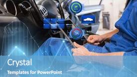  Presentation with mechanic car service repair maintenance - Colorful PPT layouts enhanced with pc computer making system diagnostic backdrop and a light blue colored foreground