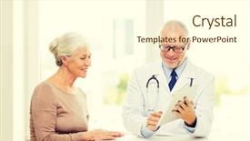  Presentation with health care - Colorful presentation enhanced with pc computer meeting in medical backdrop and a cream colored foreground