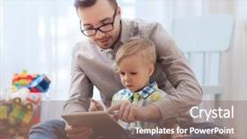  Presentation with childhood - PPT theme with pc computer playing at home background and a coral colored foreground