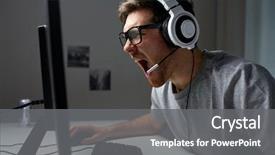  Presentation with angry people - Audience pleasing presentation theme consisting of pc computer playing game backdrop and a gray colored foreground