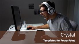  Presentation with angry people - Slides enhanced with pc computer playing game background and a tawny brown colored foreground