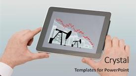  Presentation with energy oil - Colorful presentation enhanced with pc computer with pump jack backdrop and a coral colored foreground