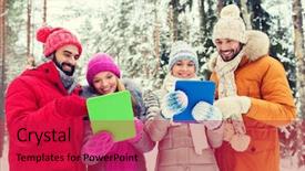  Presentation with winter forest - PPT theme featuring pc computers in winter forest background and a crimson colored foreground