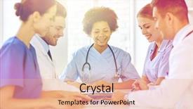  Presentation with medical profession - Slide deck enhanced with pc computers meeting at medical background and a lemonade colored foreground