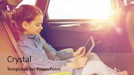  Presentation with safety transport - PPT layouts having pc driving in car safety background and a coral colored foreground