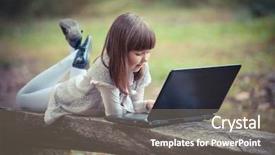  Presentation with obese child - Beautiful PPT theme featuring pc education - child in autumn park backdrop and a  colored foreground