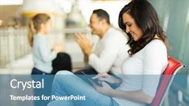  Presentation with tablet - Presentation having pc games - beautiful young mother using tablet background and a teal colored foreground