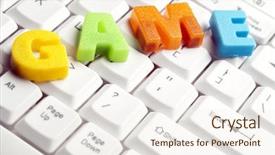  Presentation with letters - PPT layouts consisting of pc games - game word made by colorful background and a sky blue colored foreground