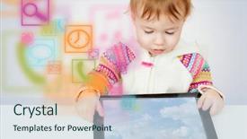  Presentation with child development developing toy - PPT theme consisting of pc games - little child playing background and a lemonade colored foreground