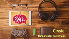  Presentation with advertisement - Beautiful presentation featuring pc games - sale advertisement against tablet backdrop and a  colored foreground