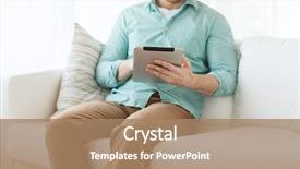  Presentation with learning technology - Colorful slides enhanced with pc games - technology leisure lifestyle and distance backdrop and a coral colored foreground