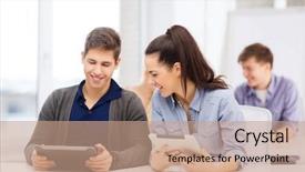  Presentation with education technology - Cool new theme with pc in lecture at school backdrop and a  colored foreground