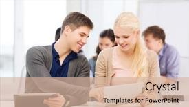  Presentation with school technology - Amazing slide deck having pc in lecture at school backdrop and a  colored foreground