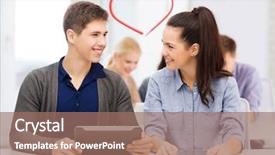  Presentation with school technology - Slide set enhanced with pc in lecture at school background and a  colored foreground