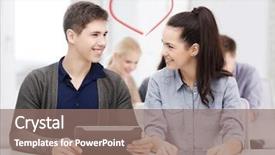  Presentation with education technology - Beautiful presentation design featuring pc in lecture at school backdrop and a  colored foreground