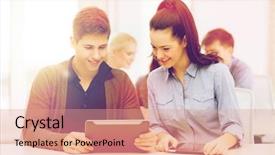  Presentation with education technology - PPT layouts consisting of pc in lecture at school background and a  colored foreground