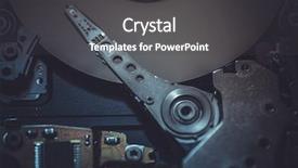  Presentation with hard disk - Presentation theme enhanced with pc mechanism inside hard disk with fiber optic lights background and a dark gray colored foreground