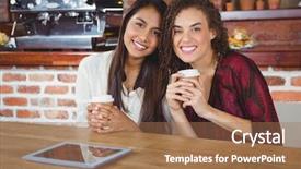  Presentation with pretty female military - Presentation with pc off - pretty female friends enjoying background and a coral colored foreground