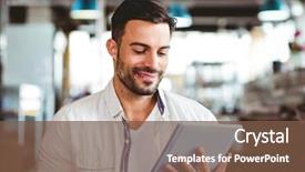  Presentation with pen laptop coffee cup clips - Colorful presentation theme enhanced with pc off - young man having cup backdrop and a  colored foreground