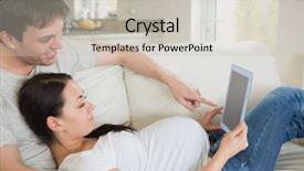  Presentation with parents - Presentation theme having pc off - young prospective parents lying background and a light gray colored foreground