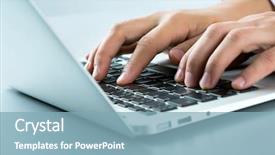  Presentation with cyber stalking computer laptop suffering - PPT theme with wooden table rustic style free background and a gray colored foreground