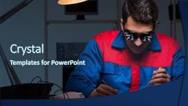  Presentation with computer burn - PPT theme with pc processor - computer specialist repairing pc late background and a ocean colored foreground