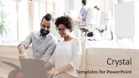  Presentation with oil and gas technology start up - Beautiful theme featuring pc student - business startup technology and people backdrop and a soft green colored foreground