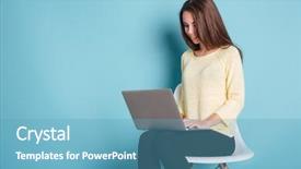  Presentation with maxwell smart - Colorful slides enhanced with pc student - young beautiful smart woman using backdrop and a  colored foreground