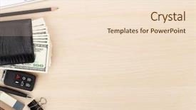  Presentation with money - PPT theme having pc supplies and money background and a lemonade colored foreground