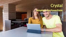  Presentation with coffee shop - Presentation theme consisting of pc together at coffee shop background and a  colored foreground