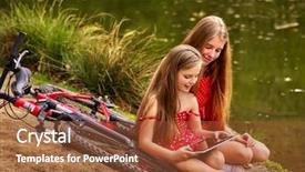  Presentation with ecotourism - Slides enhanced with pc walpaper - bikes cycling kids girl recreation background and a tawny brown colored foreground