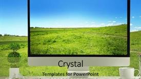  Presentation with desktop - Theme having pc walpaper - conceptual image of a work background and a yellow colored foreground